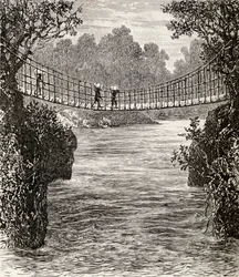 Hängebrücke über den Ituri-Fluss, Kongo, 1890